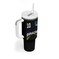 Curacao Soccer Sports Graphic Number 10 Jersey Style Tumbler With Handle Proud Curaçaoans Football Fans Game Day Pride