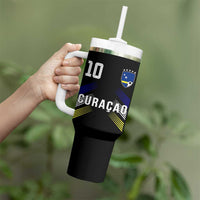 Curacao Soccer Sports Graphic Number 10 Jersey Style Tumbler With Handle Proud Curaçaoans Football Fans Game Day Pride