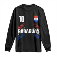 Paraguay Soccer Sports Graphic Number 10 Jersey Style Long Sleeve Shirt Proud Paraguayan Football Fans Game Day Pride