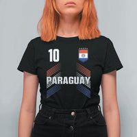 Paraguay Soccer Sports Graphic Number 10 Jersey Style T Shirt For Women Proud Paraguayan Football Fans Game Day Pride