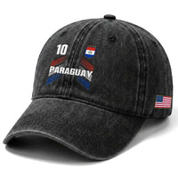 Paraguay Soccer Sports Graphic Number 10 Jersey Style Washed Cotton Baseball Cap Proud Paraguayan Football Fans Game Day Pride