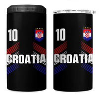 Croatia Soccer Sports Graphic Number 10 Jersey Style 4 in 1 Can Cooler Tumbler Proud Croatian Football Fans Game Day Pride