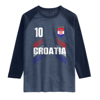 Croatia Soccer Sports Graphic Number 10 Jersey Style Raglan Shirt Proud Croatian Football Fans Game Day Pride