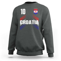 Croatia Soccer Sports Graphic Number 10 Jersey Style Sweatshirt Proud Croatian Football Fans Game Day Pride