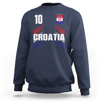Croatia Soccer Sports Graphic Number 10 Jersey Style Sweatshirt Proud Croatian Football Fans Game Day Pride