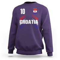 Croatia Soccer Sports Graphic Number 10 Jersey Style Sweatshirt Proud Croatian Football Fans Game Day Pride