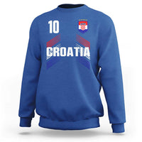 Croatia Soccer Sports Graphic Number 10 Jersey Style Sweatshirt Proud Croatian Football Fans Game Day Pride
