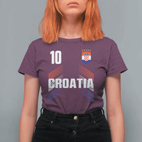 Croatia Soccer Sports Graphic Number 10 Jersey Style T Shirt For Women Proud Croatian Football Fans Game Day Pride