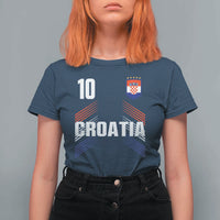 Croatia Soccer Sports Graphic Number 10 Jersey Style T Shirt For Women Proud Croatian Football Fans Game Day Pride