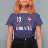 Croatia Soccer Sports Graphic Number 10 Jersey Style T Shirt For Women Proud Croatian Football Fans Game Day Pride