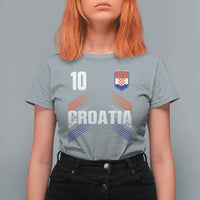 Croatia Soccer Sports Graphic Number 10 Jersey Style T Shirt For Women Proud Croatian Football Fans Game Day Pride