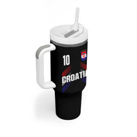 Croatia Soccer Sports Graphic Number 10 Jersey Style Tumbler With Handle Proud Croatian Football Fans Game Day Pride