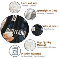 Scotland Soccer Sports Graphic Number 10 Jersey Style Throw Blanket Proud Scottish Football Fans Game Day Pride