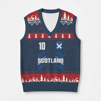 Scotland Soccer Sports Graphic Number 10 Jersey Style V-Neck Knit Sweater Vest Proud Scottish Football Fans Game Day Pride