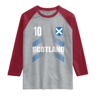 Scotland Soccer Sports Graphic Number 10 Jersey Style Raglan Shirt Proud Scottish Football Fans Game Day Pride