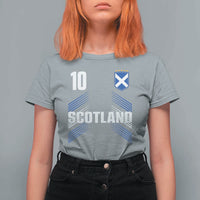 Scotland Soccer Sports Graphic Number 10 Jersey Style T Shirt For Women Proud Scottish Football Fans Game Day Pride