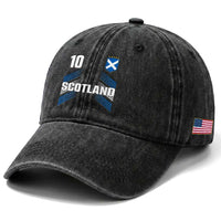Scotland Soccer Sports Graphic Number 10 Jersey Style Washed Cotton Baseball Cap Proud Scottish Football Fans Game Day Pride