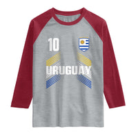 Uruguay Soccer Sports Graphic Number 10 Jersey Style Raglan Shirt Proud Uruguayan Football Fans Game Day Pride