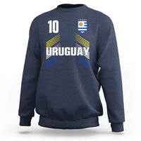 Uruguay Soccer Sports Graphic Number 10 Jersey Style Sweatshirt Proud Uruguayan Football Fans Game Day Pride