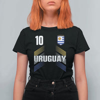 Uruguay Soccer Sports Graphic Number 10 Jersey Style T Shirt For Women Proud Uruguayan Football Fans Game Day Pride