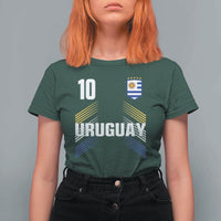 Uruguay Soccer Sports Graphic Number 10 Jersey Style T Shirt For Women Proud Uruguayan Football Fans Game Day Pride