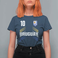 Uruguay Soccer Sports Graphic Number 10 Jersey Style T Shirt For Women Proud Uruguayan Football Fans Game Day Pride