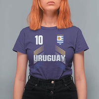 Uruguay Soccer Sports Graphic Number 10 Jersey Style T Shirt For Women Proud Uruguayan Football Fans Game Day Pride
