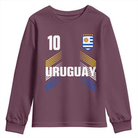 Uruguay Soccer Sports Graphic Number 10 Jersey Style Youth Sweatshirt Proud Uruguayan Football Fans Game Day Pride