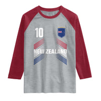 New Zealand Soccer Sports Graphic Number 10 Jersey Style Raglan Shirt Proud Kiwis Football Fans Game Day Pride