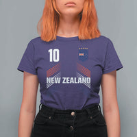 New Zealand Soccer Sports Graphic Number 10 Jersey Style T Shirt For Women Proud Kiwis Football Fans Game Day Pride