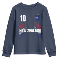 New Zealand Soccer Sports Graphic Number 10 Jersey Style Youth Sweatshirt Proud Kiwis Football Fans Game Day Pride