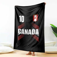 Canada Soccer Sports Graphic Number 10 Jersey Style Throw Blanket Proud Canadian Football Fans Game Day Pride