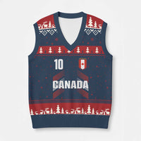 Canada Soccer Sports Graphic Number 10 Jersey Style V-Neck Knit Sweater Vest Proud Canadian Football Fans Game Day Pride