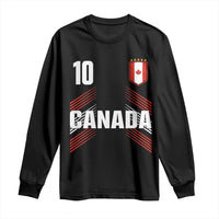 Canada Soccer Sports Graphic Number 10 Jersey Style Long Sleeve Shirt Proud Canadian Football Fans Game Day Pride