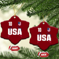 USA Soccer Sports Graphic Number 10 Jersey Style Ceramic Ornament Proud Fans Game Day Pride
