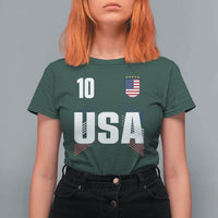 USA Soccer Sports Graphic Number 10 Jersey Style T Shirt For Women Proud Fans Game Day Pride