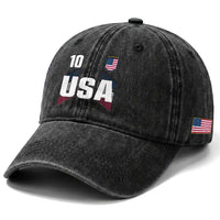USA Soccer Sports Graphic Number 10 Jersey Style Washed Cotton Baseball Cap Proud Fans Game Day Pride