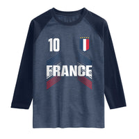France Soccer Sports Graphic Number 10 Jersey Style Raglan Shirt Proud French Football Fans Game Day Pride