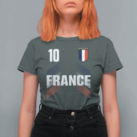 France Soccer Sports Graphic Number 10 Jersey Style T Shirt For Women Proud French Football Fans Game Day Pride