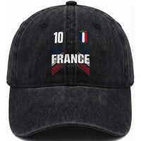 France Soccer Sports Graphic Number 10 Jersey Style Washed Cotton Baseball Cap Proud French Football Fans Game Day Pride