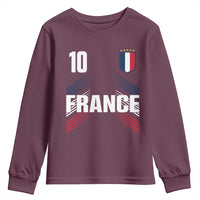 France Soccer Sports Graphic Number 10 Jersey Style Youth Sweatshirt Proud French Football Fans Game Day Pride