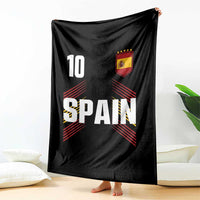 Spain Soccer Sports Graphic Number 10 Jersey Style Throw Blanket Proud Spanish Football Fans Game Day Pride