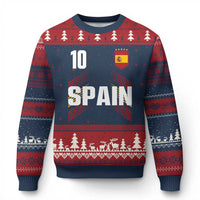 Spain Soccer Sports Graphic Number 10 Jersey Style Ugly Christmas Sweater Proud Spanish Football Fans Game Day Pride