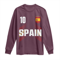 Spain Soccer Sports Graphic Number 10 Jersey Style Long Sleeve Shirt Proud Spanish Football Fans Game Day Pride
