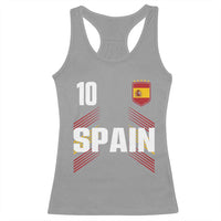 Spain Soccer Sports Graphic Number 10 Jersey Style Racerback Tank Top Proud Spanish Football Fans Game Day Pride