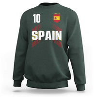 Spain Soccer Sports Graphic Number 10 Jersey Style Sweatshirt Proud Spanish Football Fans Game Day Pride