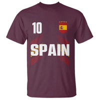 Spain Soccer Sports Graphic Number 10 Jersey Style T Shirt Proud Spanish Football Fans Game Day Pride