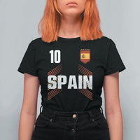 Spain Soccer Sports Graphic Number 10 Jersey Style T Shirt For Women Proud Spanish Football Fans Game Day Pride