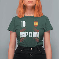 Spain Soccer Sports Graphic Number 10 Jersey Style T Shirt For Women Proud Spanish Football Fans Game Day Pride