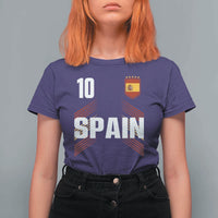 Spain Soccer Sports Graphic Number 10 Jersey Style T Shirt For Women Proud Spanish Football Fans Game Day Pride